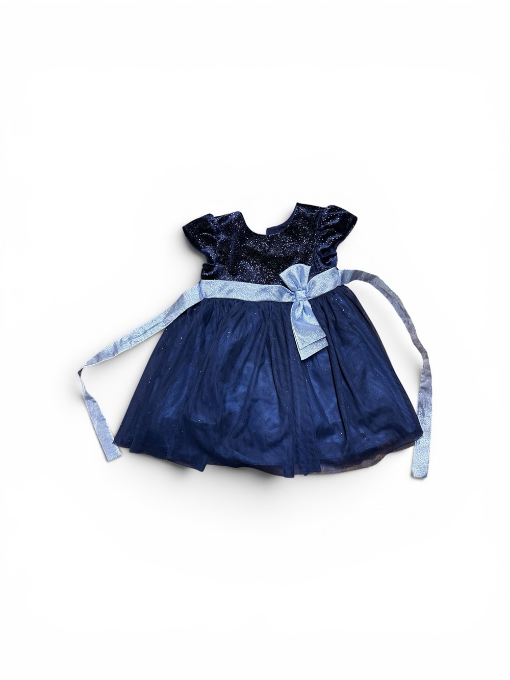 Jona Michelle Navy Blue and Light Blue Glitter Tulle Party Dress
